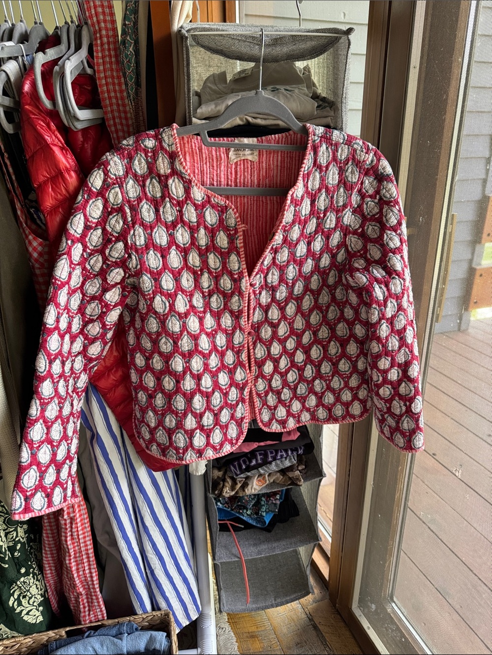 Textured Red & White Quilted Jacket